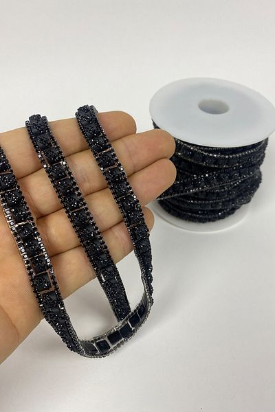 Hobigram Διακοσμητική κορδέλα Μαύρη Απλίκα με Πέτρινη Κορδέλα με Πέτρες – Διακοσμητική Κορδέλα, Κομψό Σχέδιο – De