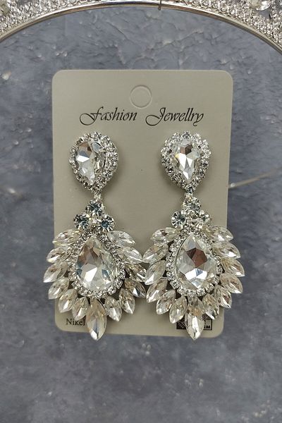 Hobigram Neva Model Bridal Crown και Drop Shuttle Stone σκουλαρίκια για τις πιο όμορφες νύφες – Κορώνα, Crystal Stone, Κομψό μοντέλο