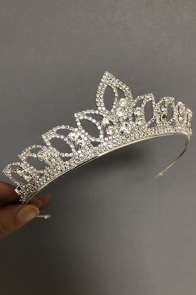 Hobigram Coroana de mireasa model Leon de culoare argintie pentru cele mai frumoase mirese – Coroana, piatra de cristal, model elegant, coroana de mireasa – T