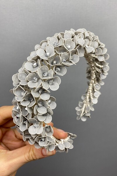 Hobigram Light Gray Fairy Henna and Bridal Crown for the Most Beautiful Brides – Crown, Crystal Stone, Stylish Model, Bridal Crown – t