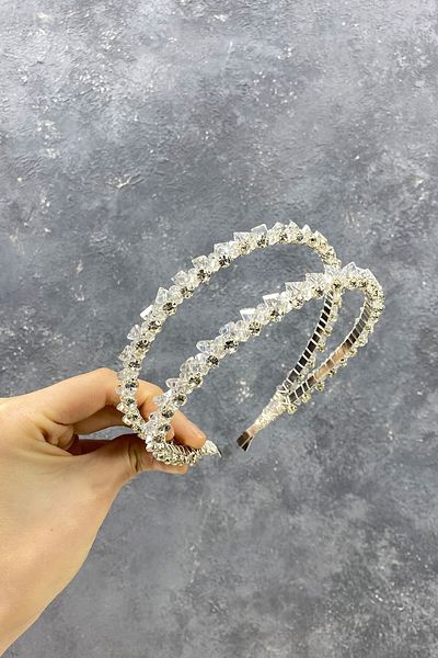 Hobigram Accesoriu de păr Tiara de mireasă cu decupaj în două rânduri cu cristale pentru cele mai frumoase mirese – Coroană, cu pietre de cristal – Coroană