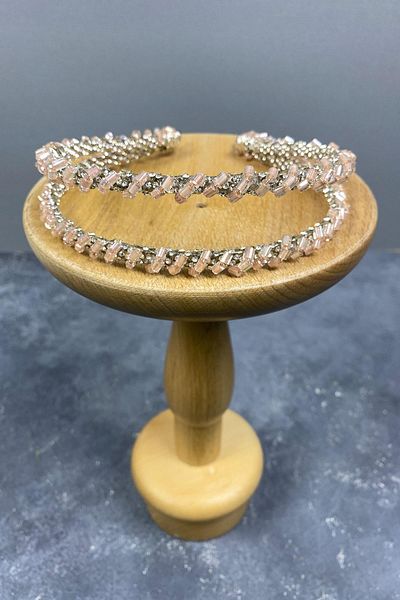 Hobigram Cea mai frumoasa mireasa Lila Design cu margele, coroana de mireasa Dalya cu doua randuri - coroana, cu piatra de cristal