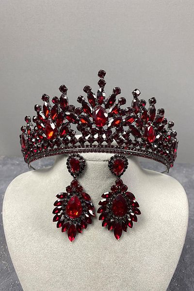 Hobigram Set de coroană de mireasă și cercei cu piatră Rio Stone pentru cele mai frumoase mirese – Coroană, Crystal Stone –