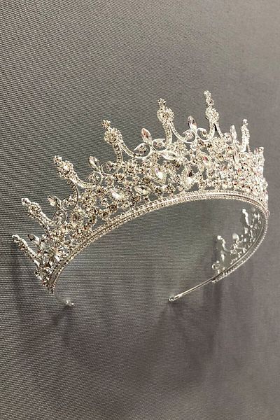 Hobigram Coroana de mireasa cu carcase metalice cu cristale de culoare argintie pentru cei mai frumoși mireși – coroană, cu pietre de cristal, modă elegantă