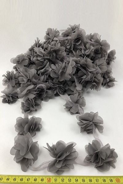 Hobigram Decorative Ribbon Gray Color Laser Cut Tulle Flower 1 Meter 12-13 Pieces Flower Price – Decorative Ribbon