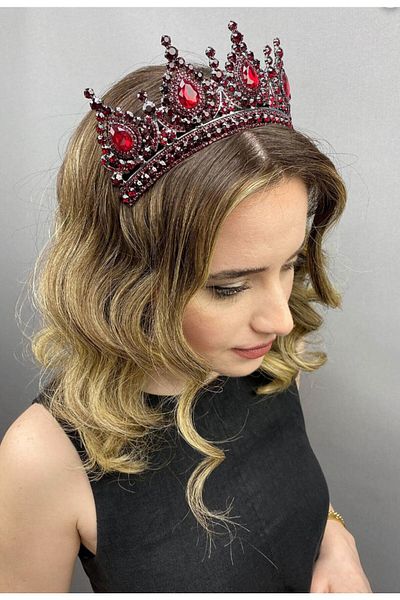 Hobigram Coroana de mireasa cu piatra de cristal pentru cei mai frumoși mirese rosie – coroana, piatra de cristal, model elegant, coroana de mireasa – T