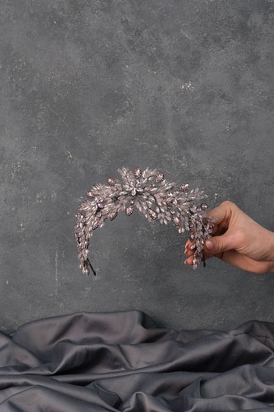 Hobigram Powder Arden Crystal Beaded Headband and Bridal Henna Tiara for the Most Beautiful Brides – Crown, Crystal Stone –