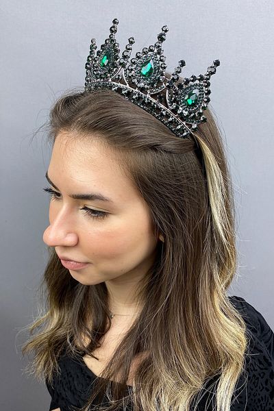Hobigram Ahu Model Emerald Green Bridal Crown for the Most Beautiful Brides – Crown, Crystal Stone, Stylish Model, Bridal Crown –