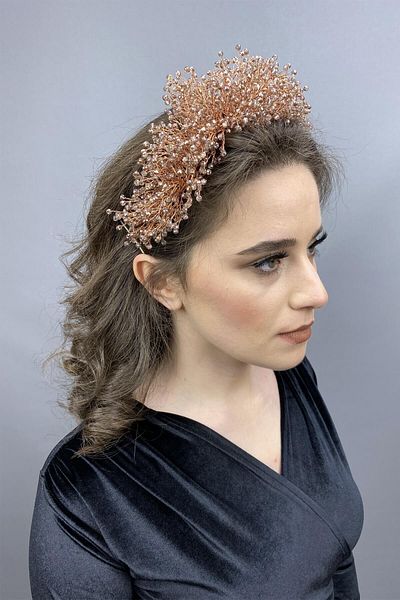 Hobigram تاج الزفاف النحاسي من Atair Henna لأجمل العرائس - تاج، حجر كريستال، موديل أنيق، تاج الزفاف - تاج