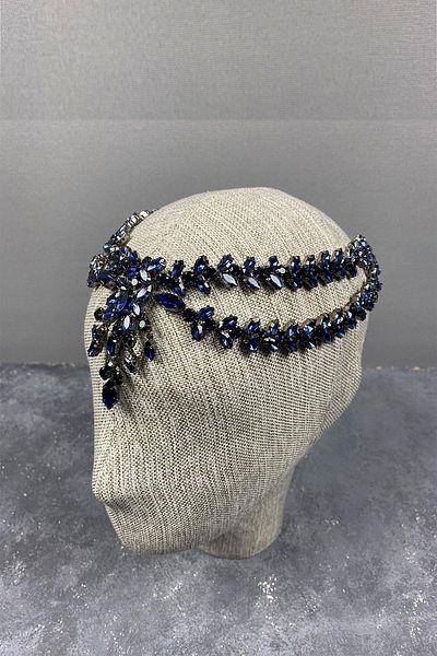 Hobigram Model Sultan Fascinator Accesoriu de păr Henna pentru cea mai frumoasă mireasă – Coroană, Piatră de cristal, Model elegant –