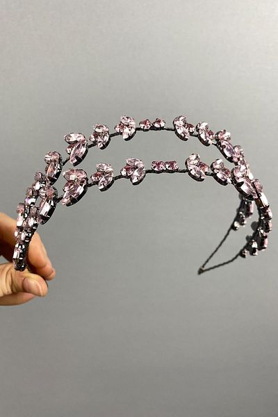 Hobigram Double Row Alpha Bridal Hair Accessory for the Most Beautiful Brides – Crown, Crystal Stone, Stylish Model, Bridal Crown