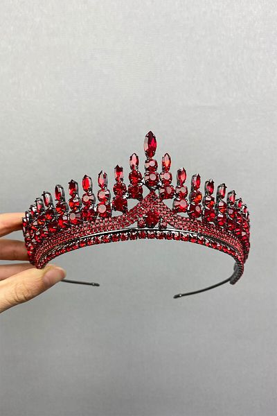Hobigram Coroana de mireasa Red Anteras Henna pentru cele mai frumoase mirese – Coroana, cu piatra de cristal, model elegant, coroana de mireasa – Ta