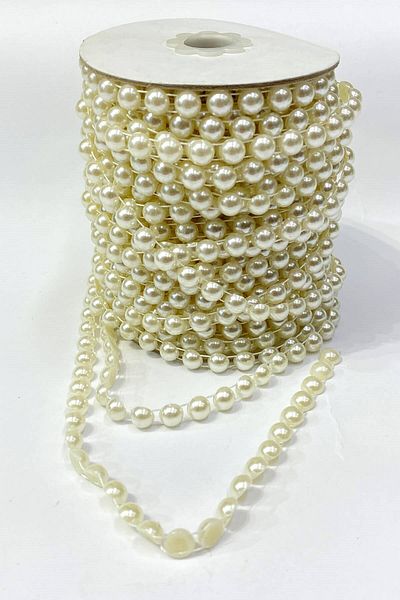 Hobigram Χάντρες Ποικιλία Κρέμα Πλαστική Κορδέλα Half Pearl 8 Mm 10 Mt – Χάντρες, Κομψό Σχέδιο, Γυναικείο Αξεσουάρ –