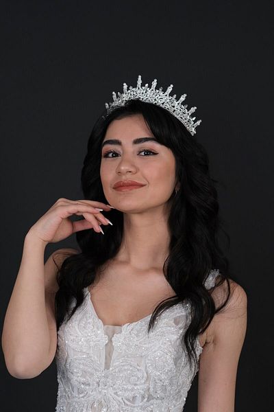 Hobigram Modelul de tendință Tiara de mireasă cu pietre de argint pentru cele mai frumoase mirese – Coroană, cu pietre de cristal, model elegant, tiara de mireasă –
