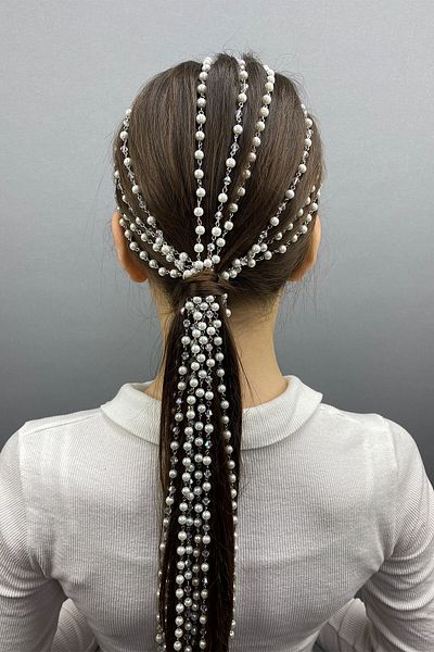 Hobigram Accesoriu de păr Tiara de mireasă cu perle cu design special pentru cele mai frumoase mirese – Coroană, piatră de cristal, model elegant – T