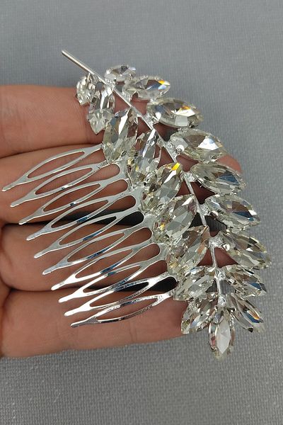 Hobigram Agrafă de păr de mireasă pentru cele mai frumoase mirese cu pieptene de cristal 1 buc – coroană, piatră de cristal, model elegant –