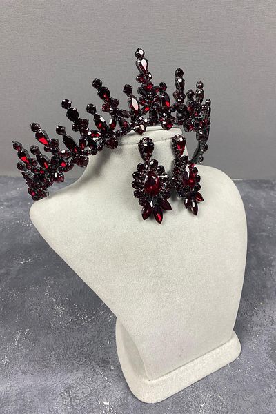 Hobigram Cocă Burgundy Mireasa Coroana Henna și Cercei Shuttle pentru cele mai frumoase mirese