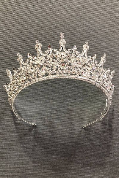 Hobigram Toc de metal cu cristal de culoare argintie pentru cele mai frumoase mirese – Coroană, cu piatră de cristal, model elegant – Coroană