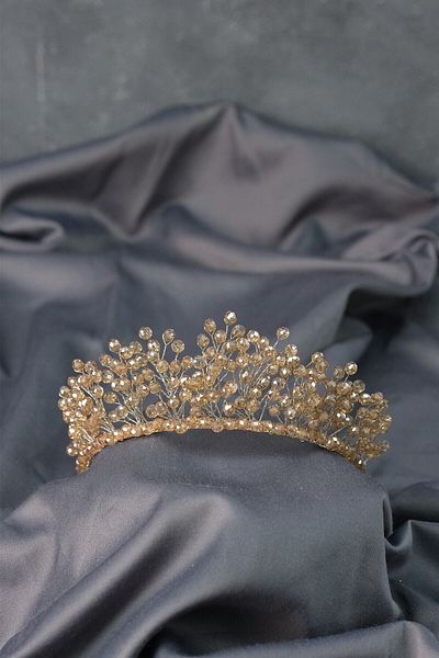 Hobigram Coroana de mireasa Aren Henna cu margele de cristal pentru cele mai frumoase mirese – Coroana, cu pietre de cristal, model elegant, coroana de mireasa