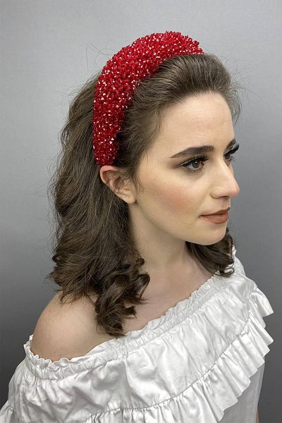 Hobigram Red Polaris Crystal Jewelled Bridal and Henna Crown for the Most Beautiful Brides