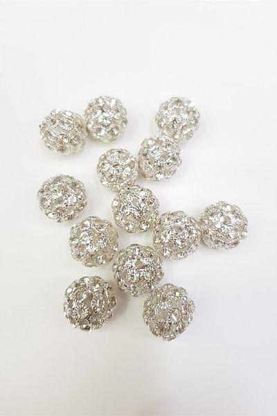 Hobigram Beads Assortment Silver Stone Ball 14 mm – Beads, Stylish Design, Women's Accessory – Beads – Beads
