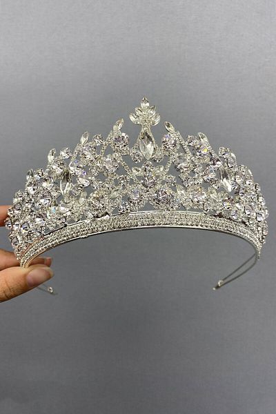 Hobigram Coroana de mireasa model Pegasus de culoare argintie pentru cele mai frumoase mirese – Coroana, cu piatra de cristal, model elegant, coroana de mireasa –