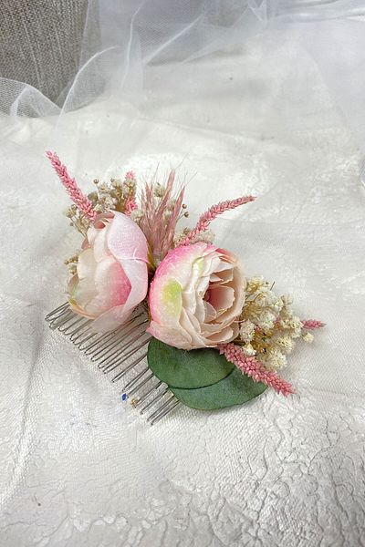 Hobigram Accesoriu pentru ac de păr cu design floral de bujor pentru cele mai frumoase mirese – Coroană, piatră de cristal, model elegant – Ta