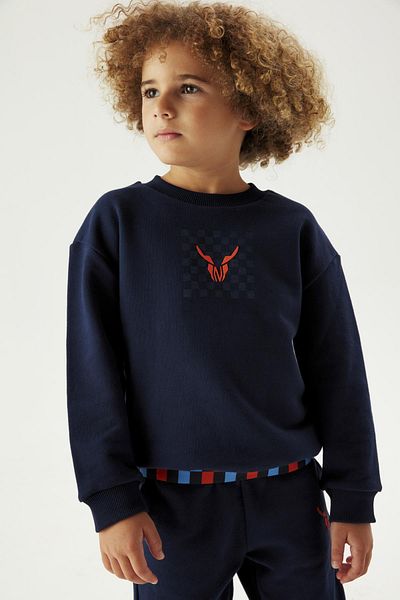 Nebbati Boy's Navy Blue Sweatshirt 23FW0NB3419