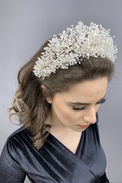 Hobigram Cremă Atair Henna și Coroana de Mireasă pentru Cele mai Frumoase Mirese – Coroană, Piatră de Cristal, Model Elegant, Coroană de Mireasă – Coroană