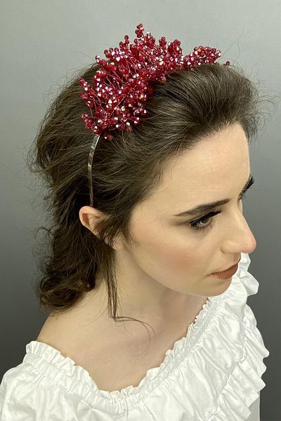 Hobigram Janjanlı Burgundy Sirius Crystal Stone Henna și Coroana Miresei – Coroană, Crystal Stone, Model Elegant, Coroană Mireasă