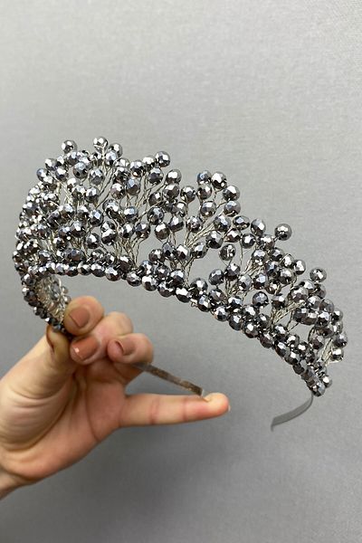 Hobigram Aren Mireasa si Coroana Henna cu margele de cristal argintiu pentru cele mai frumoase mirese – Coroana, cu piatra de cristal, model elegant –