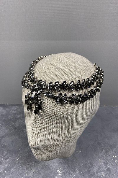Hobigram Model Sultan Fascinator Accesoriu de păr Henna pentru cea mai frumoasă mireasă – Coroană, Piatră de cristal, Model elegant –