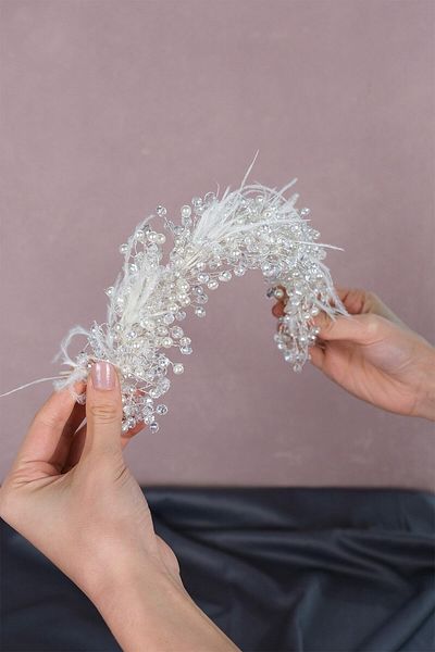Hobigram Capella Feathered Crystal Accesoriu pentru păr și turban de mireasă pentru cele mai frumoase mirese – Coroană, Crystal Stone – Crown