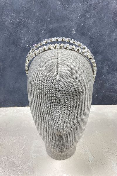 Hobigram Accesoriu de păr cu două rânduri de cristal și perle pentru cea mai frumoasă mireasă Tiara de mireasă – Coroană, cu pietre de cristal – T