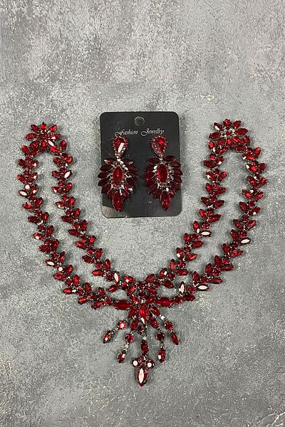 Hobigram Cele mai frumoase mirese Burgundy Sultan Fascinator Accesoriu pentru păr Henna și rochie de seară Set de cercei cu pietre – Coroană – T
