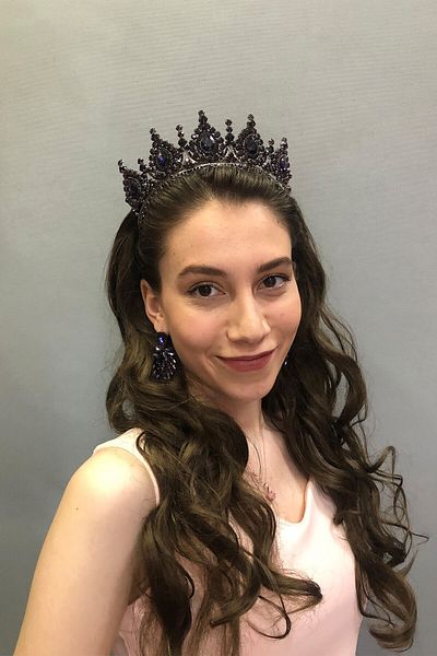 Hobigram Model Ahu Coroana și cercei de mireasă mov Henna pentru cele mai frumoase mirese – Coroană, piatră de cristal, model elegant – Coroană –