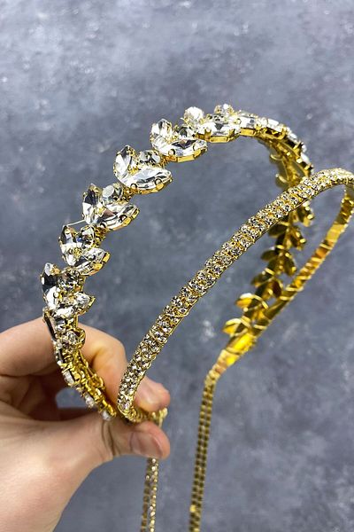 Hobigram Design pentru cele mai frumoase mirese Accesoriu pentru păr coroană de mireasă cu două rânduri – Coroană, cu pietre de cristal – Coroană
