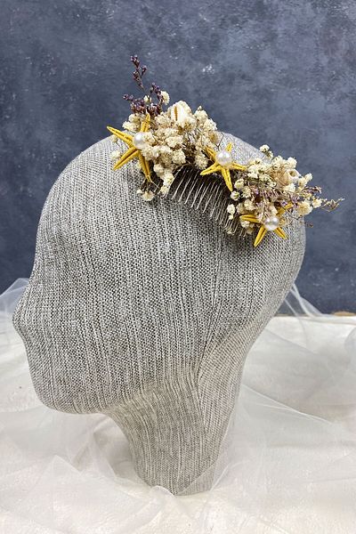 Hobigram Accesoriu pentru agrafă de păr de mireasă cu design stea de mare pentru cele mai frumoase mirese – coroană, piatră de cristal, model elegant