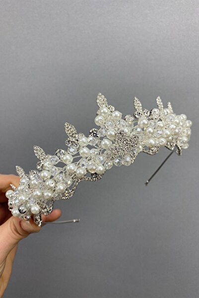 Hobigram Νυφικό στέμμα με πέτρα αμυγδάλου με πέρλες για τις πιο όμορφες νύφες – Στέμμα, Κρυστάλλινη πέτρα, Κομψό μοντέλο, Στέμμα νύφης – Στέμμα