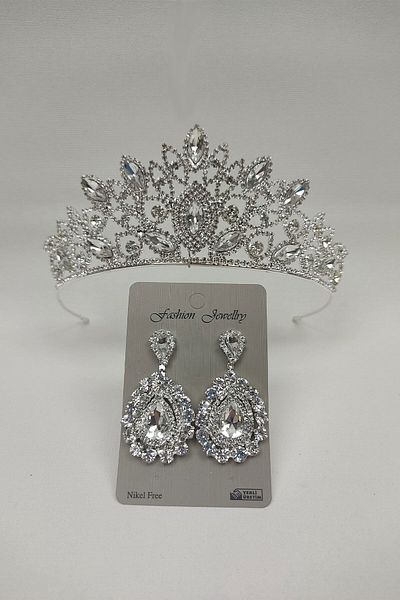 Hobigram Modelul Heaven pentru cele mai frumoase mirese, coroana de mireasa si cercei cu pietre – Coroana, Crystal Stone, Model elegant – Ta