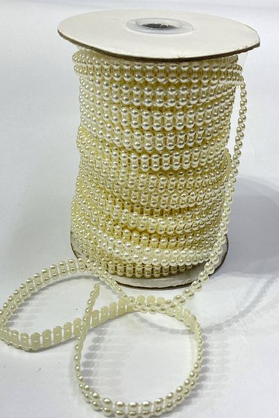 Hobigram Beads Assortment Cream Plastic Double Row Stripe Half Pearl 4 mm 10 Mt – Beads, Stylish Design – Boncu