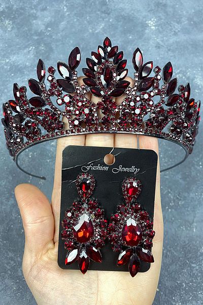 Hobigram Set de coroană și cercei de seară pentru mireasa Danver Stone pentru cele mai frumoase mirese – Coroană, Crystal Stone – Coroană