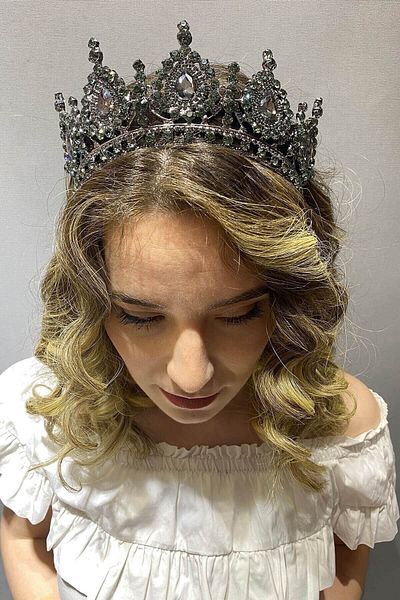 Hobigram Antracit Smoked Ahu Model Bridal Henna Crown pentru cele mai frumoase mirese – Coroană, Crystal Stone, Model elegant – Coroană –