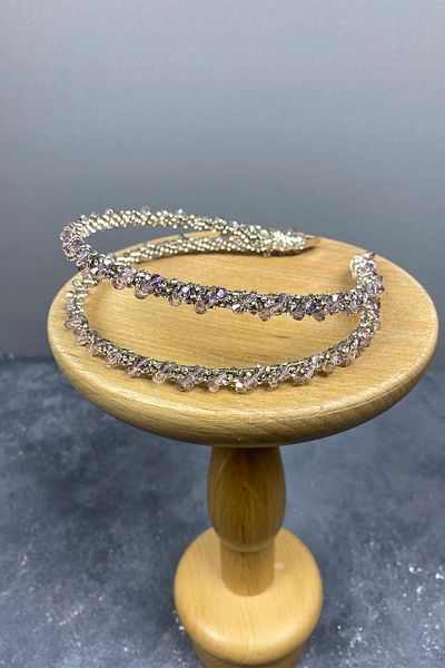 Hobigram Dusty Rose Design pentru cele mai frumoase mirese, cu mărgele, lucrate manual, coroană de mireasă cu două rânduri Dalya – Tiara – Tiara