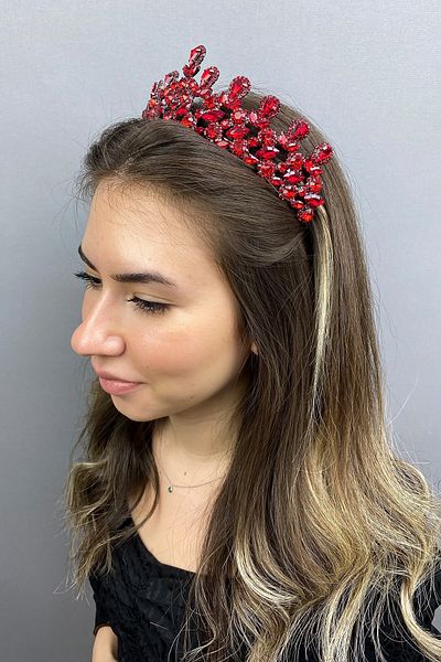 Hobigram Coroana de mireasa Beety Henna rosu antracit pentru cele mai frumoase mirese – Coroana, cu piatra de cristal, model elegant – Coroana – T