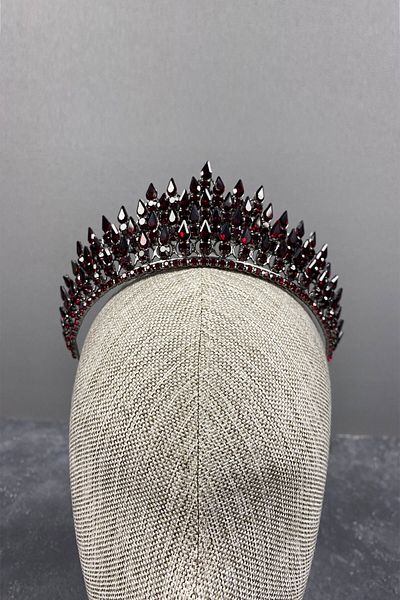 Hobigram Coroana de mireasa tridimensionala Henna Burgundy Drop pentru cele mai frumoase mirese – Coroana, piatra de cristal, model elegant, coroana de mireasa