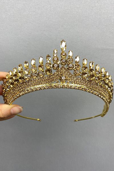 Hobigram Coroană și cercei Anteras Bridal Henna pentru cele mai frumoase mirese – Coroană, piatră de cristal, model elegant, coroană de mireasă – T