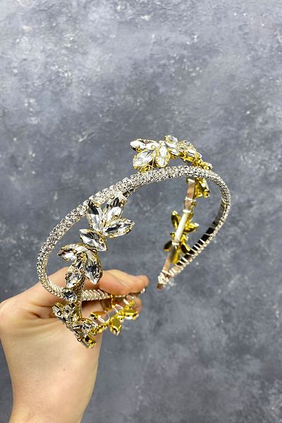 Hobigram Accesoriu pentru păr Tiara de mireasă cu două rânduri încrucișate pentru cele mai frumoase mirese – Coroană, piatră de cristal, mod elegant