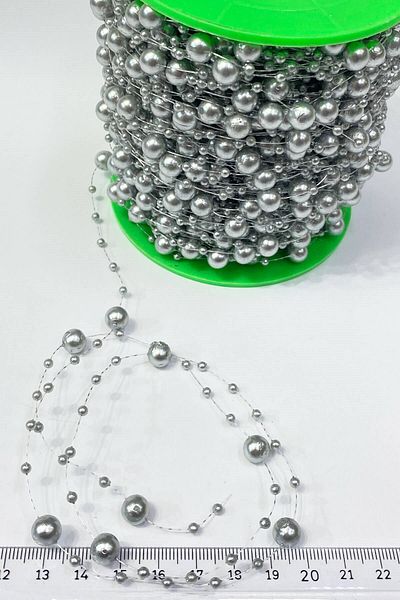 Hobigram Beads Assortment Dark Silver Threaded Ribbon Pearl 10 Mt – Beads, Stylish Design, Women's Accessory – Bonc
