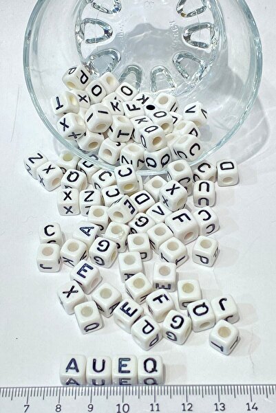 Hobigram Beads Assortment White Square Letter Beads 100 Pieces – Beads, Stylish Design, Women's Accessory – Beads
